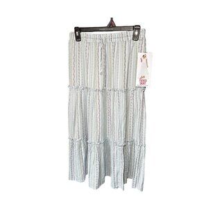 NWT Celebrity Pink Light Blue Floral Size Small Pull On Long Tiered Skirt & Slip